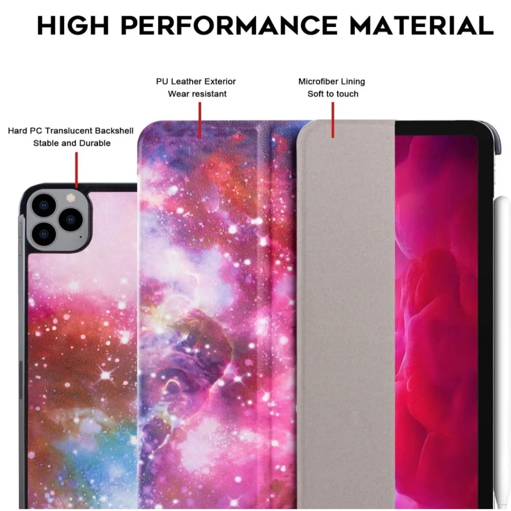 iPad Pro 11 case tablet cover galaxy print colorful stars faux leather stand